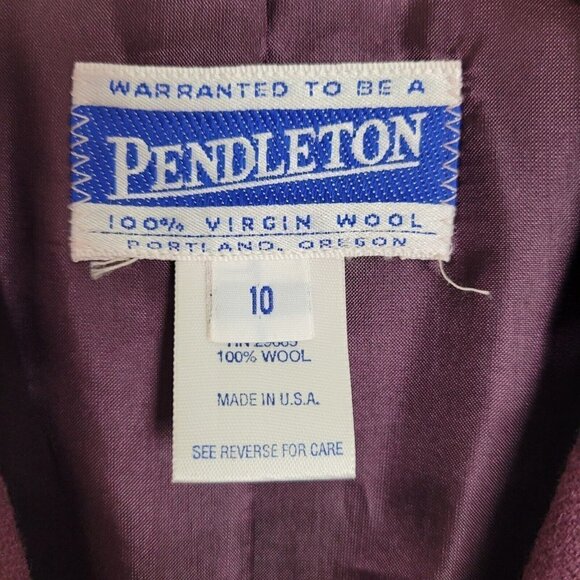 Vintage Pendleton Suit Blazer Sz 10 Eggplant Purple 100% New Wool Made In USA - Picture 6 of 11